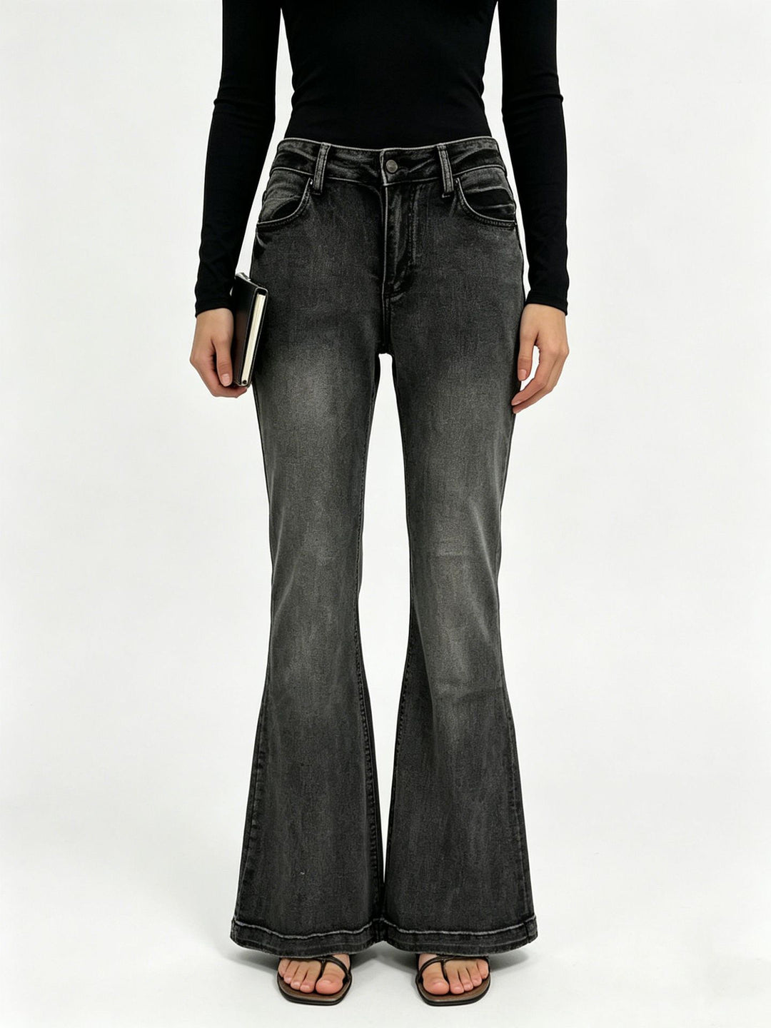 Women's High-Waist Flared Jeans with figure-hugging waistband and wide flare Mune Fashion