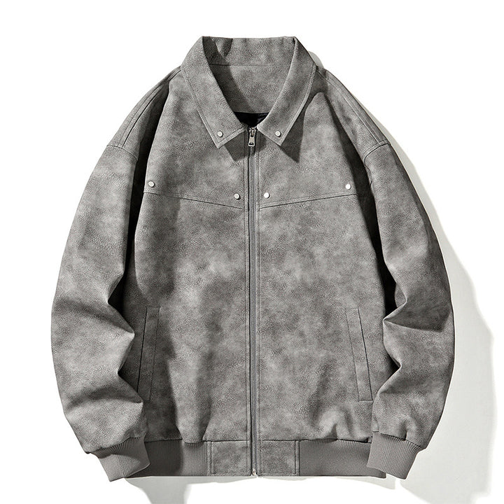 Men's Oversize Bomber Jacket in Suede Look with Zipper and Ribbed Cuffs Mune Fashion