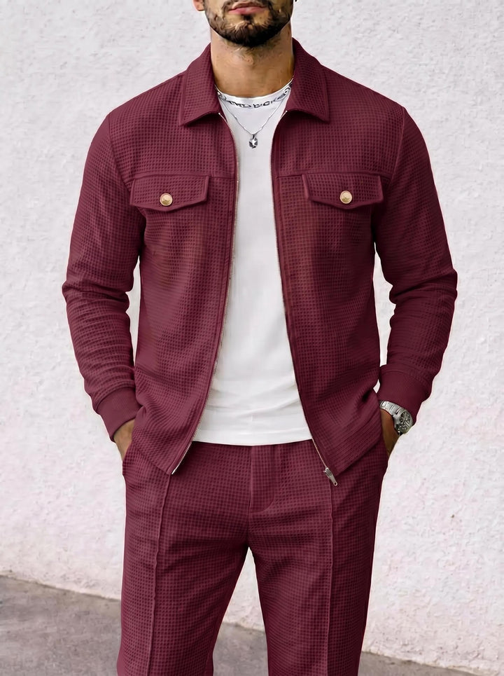 Men's structured overshirt jacket with waffle texture, flap pockets and concealed zipper Mune Fashion