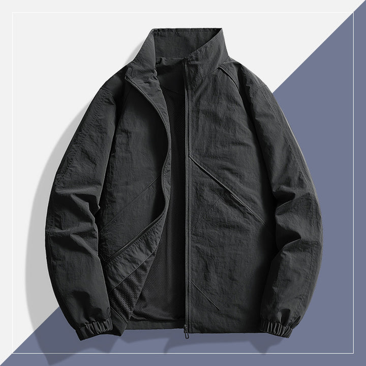 Men's Lightweight Technical Windbreaker with Mesh Lining, Stand Collar and Elastic Cuffs Mune Fashion
