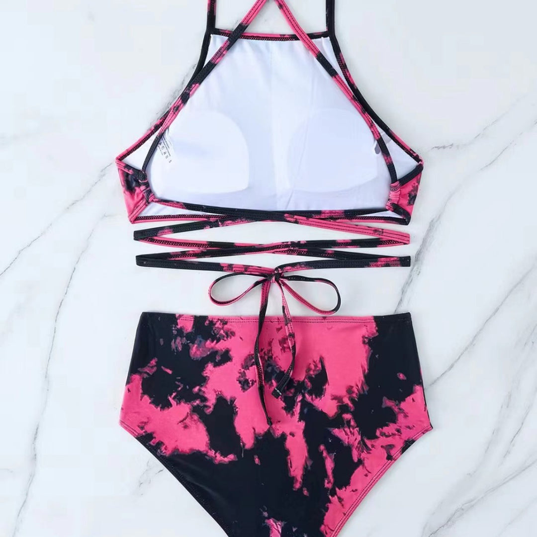 Women's High Neck Bikini with Creative Animal Print Pattern Mune Fashion