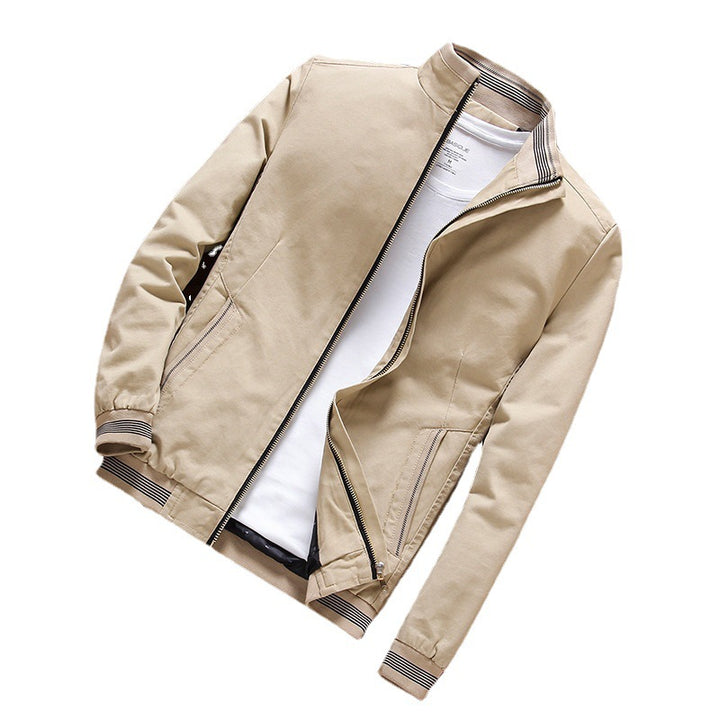 Men's zip bomber jacket in cotton blend with contrasting rib details Mune Fashion