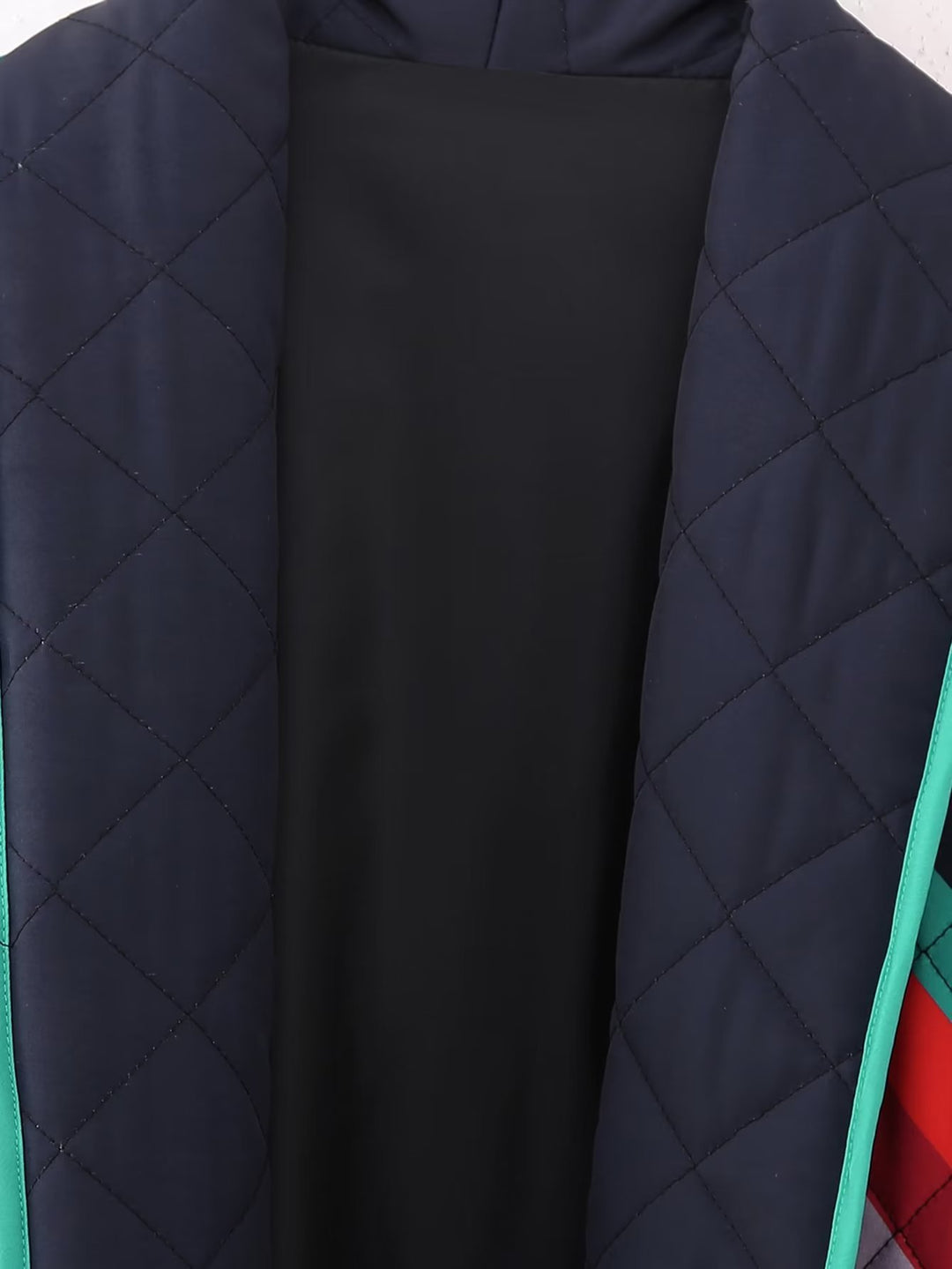 Women's Padded Kimono Jacket with Geometric Color Block Print and Open Front Mune Fashion