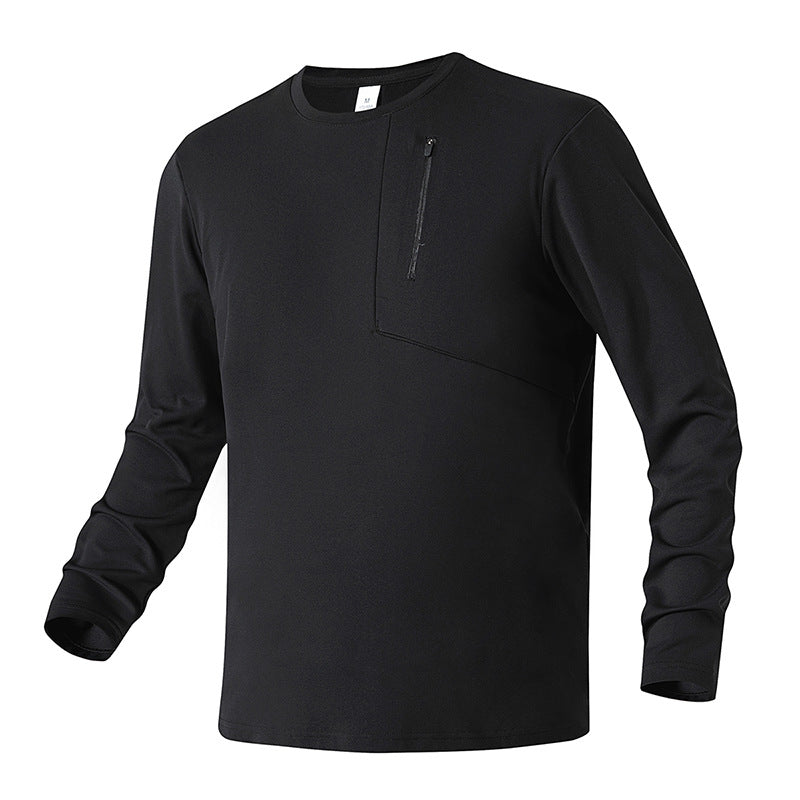 Unisex Oversize Long Sleeve Sweatshirt with Chest Zipper Pocket and Crew Neck Mune Fashion