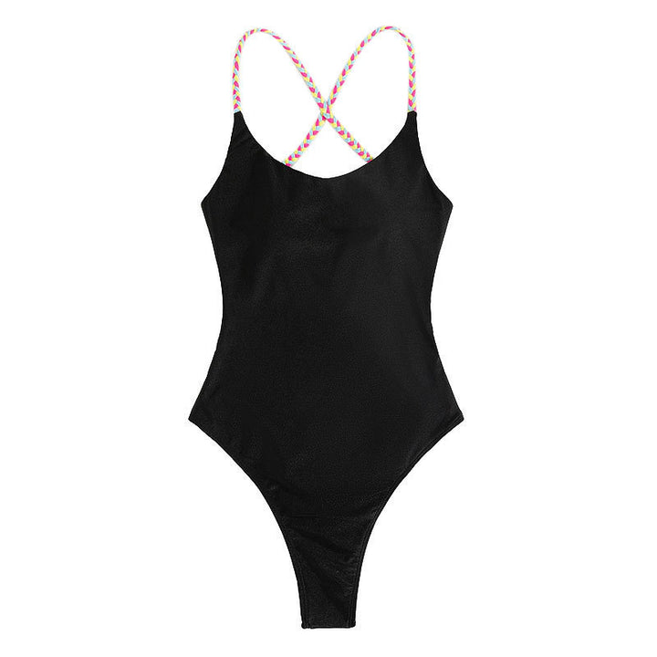 Women's one-piece swimsuit with shimmering design and colorful straps Mune Fashion