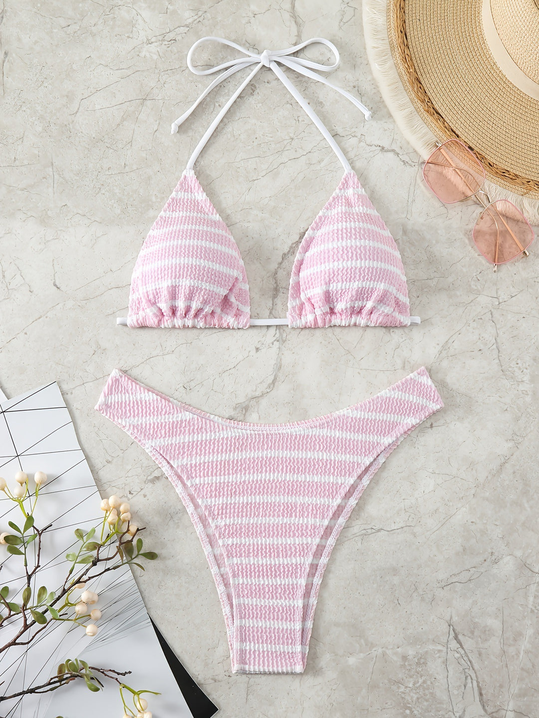 Women's Triangle Bikini with sophisticated stripes Mune Fashion