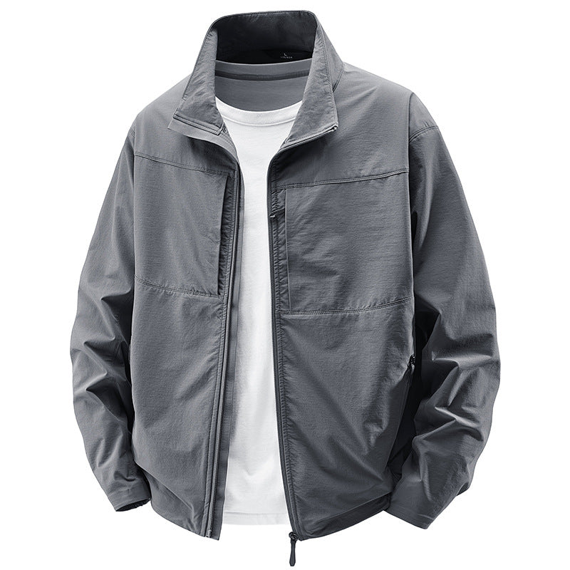 Men's lightweight urban windbreaker with standing collar, water-repellent fabric blend and concealed zippers Mune Fashion