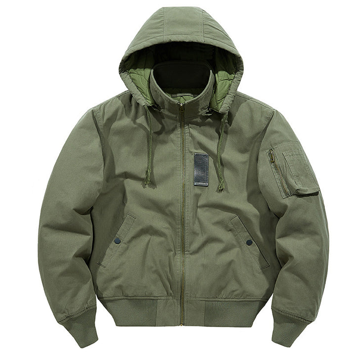 Men's multifunctional field jacket in bomber style with hood and sleeve pocket Mune Fashion