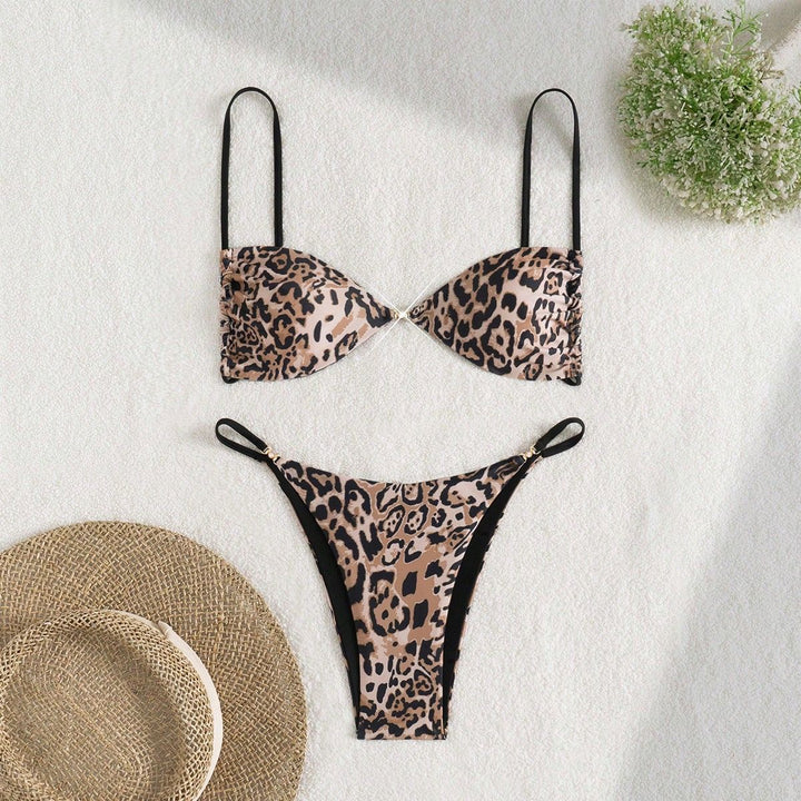 Women Leopard Print Bikini Set with Adjustable Straps Mune Fashion