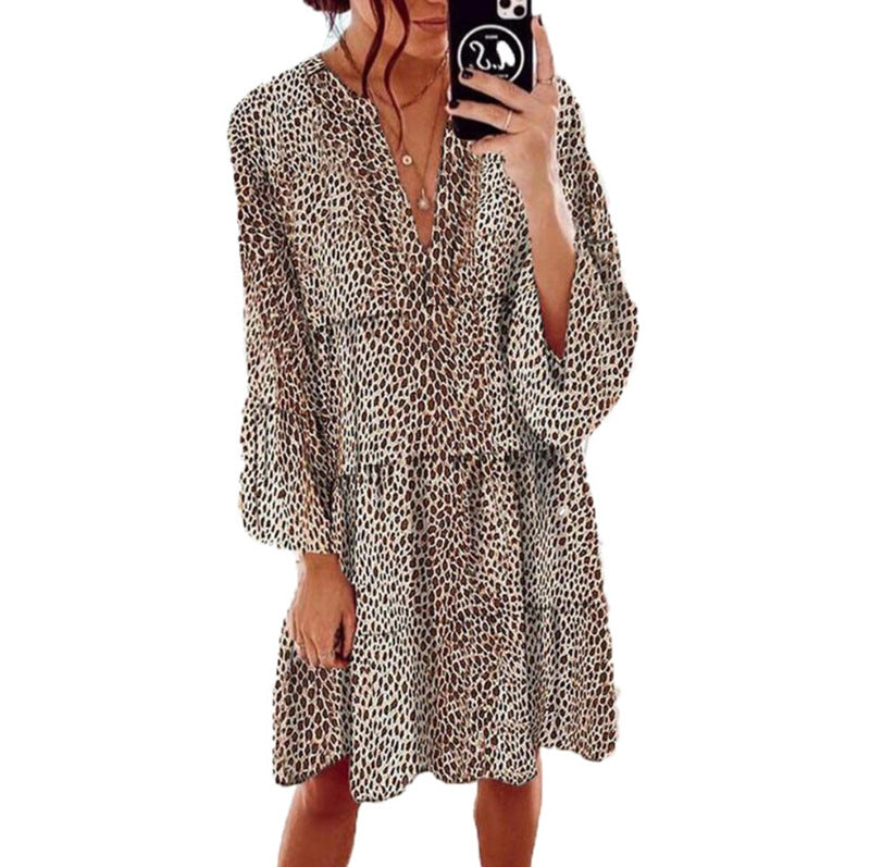 Women's cropped A-line tunic dress with deep V-neck, tiered skirt, and wide batwing sleeves Mune Fashion
