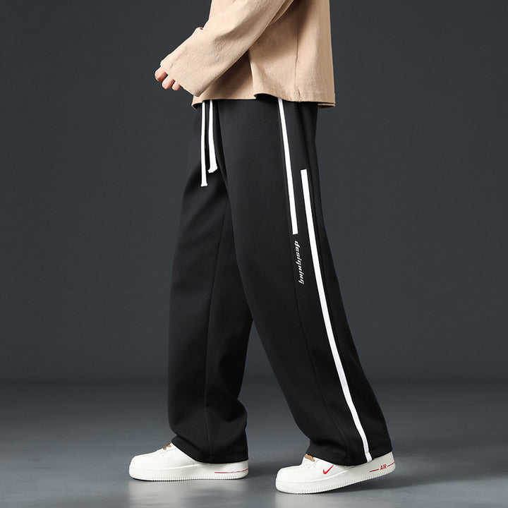 Men's Comfortable Sports Pants with Side Contrast Inserts