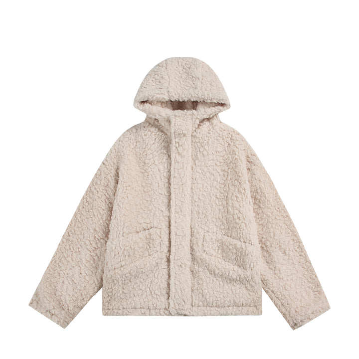 Women's Oversize Sherpa Hoodie with Concealed Front Flap and Patch Pockets Mune Fashion