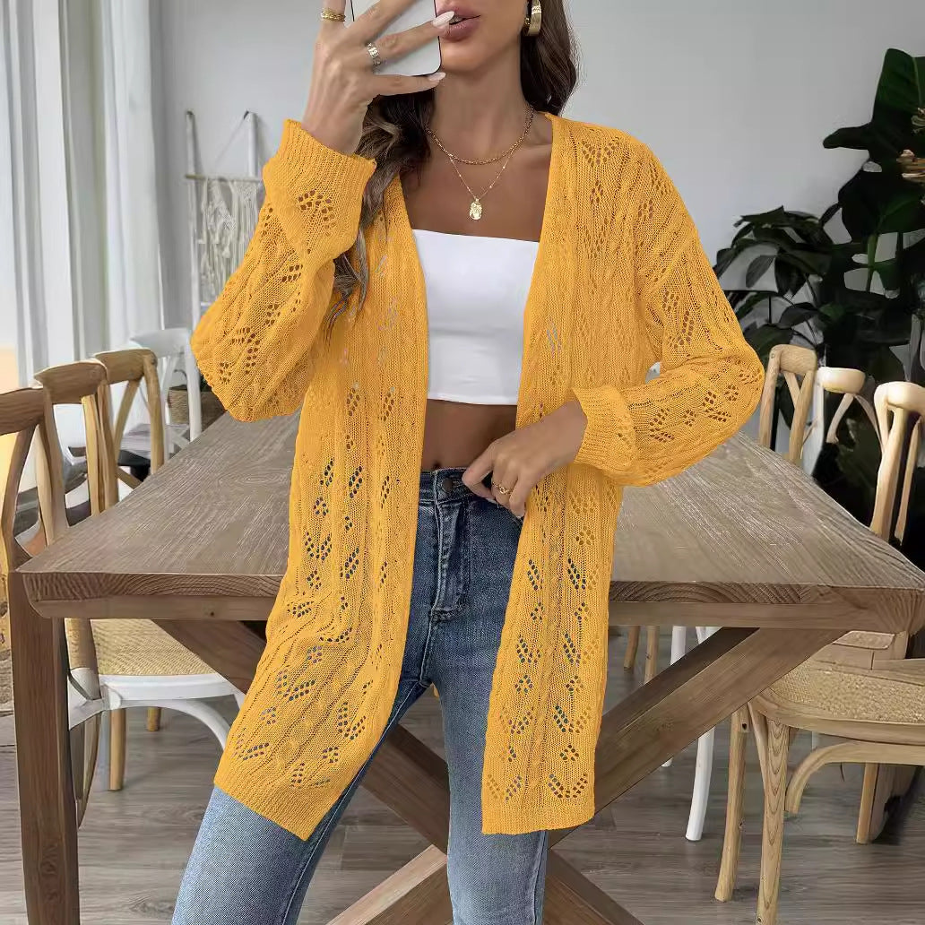 Women's airy knit cardigan with delicate eyelet pattern Mune Fashion