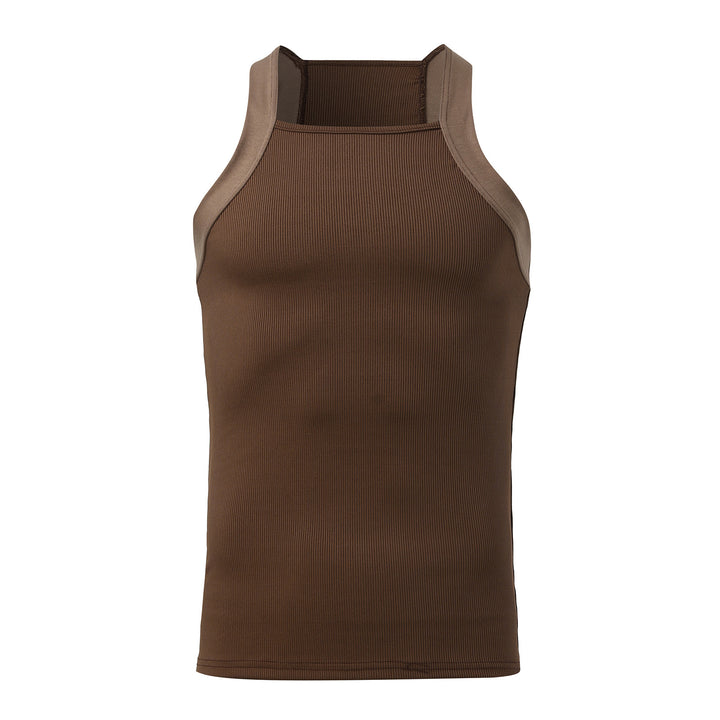 Women's form-fitting ribbed top with high round neckline and wide straps Mune Fashion