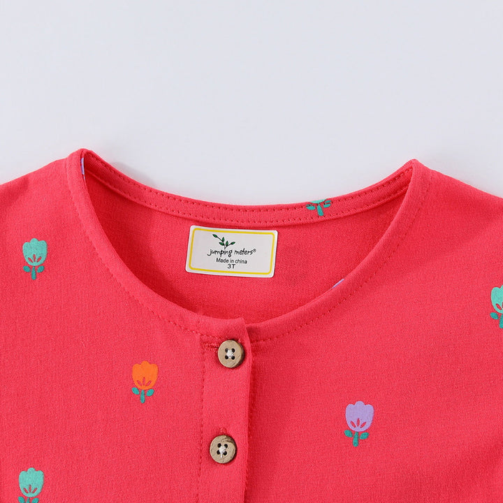 Girls casual dress with colorful dinosaur appliqués Mune Fashion