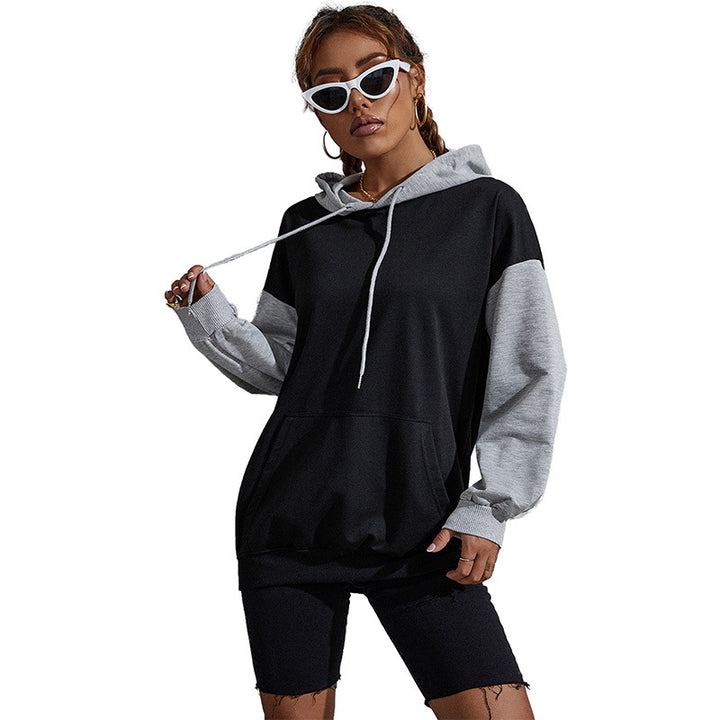 Women Oversize Sweatshirt with Hood, Contrast Sleeves and Kangaroo Pocket Mune Fashion