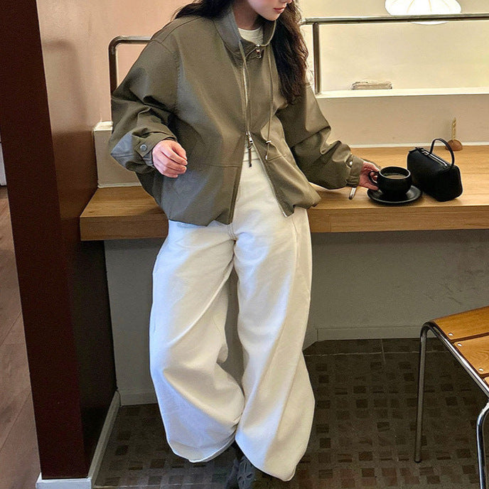 Women's Stylish Blouson Jacket with High Collar Mune Fashion