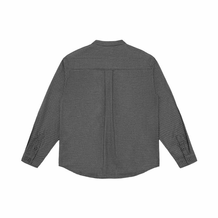 Unisex Oversized shirt jacket with stand-up collar, Glen check pattern and rounded hem Mune Fashion