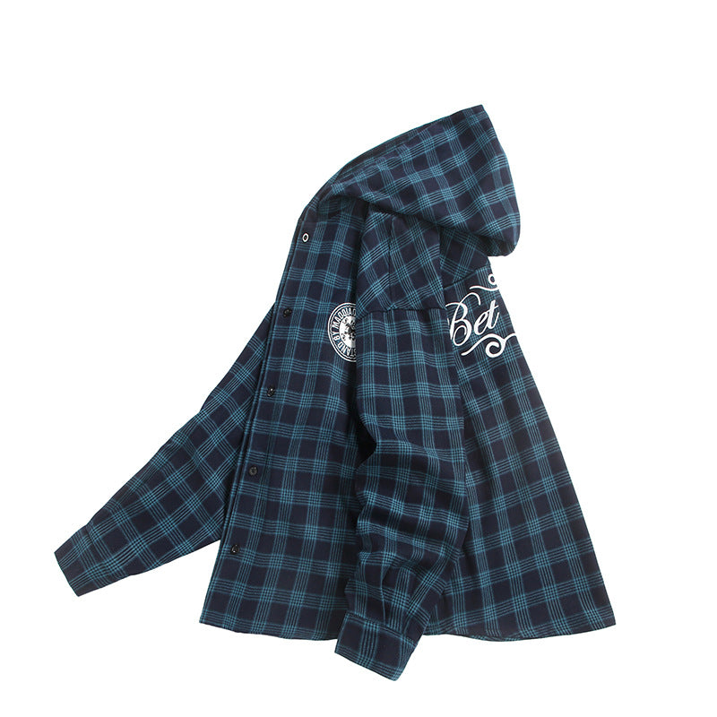 Unisex Checkered Flannel Hoodie Overshirt with Logo Embroidery and Oversize Cut Mune Fashion