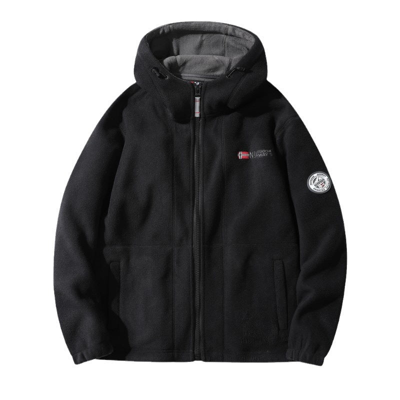 Men's fleece hooded jacket with teddy lining, full zip and utility pockets Mune Fashion