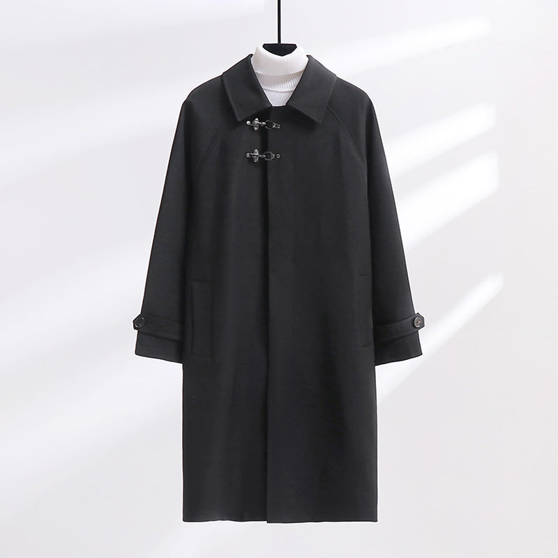 Women's Longline Coat with Toggle Closure and Raglan Sleeves Mune Fashion