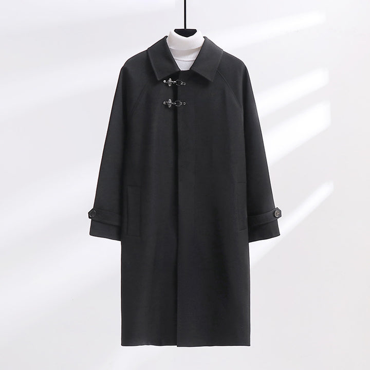 Women's Longline Coat with Toggle Closure and Raglan Sleeves Mune Fashion
