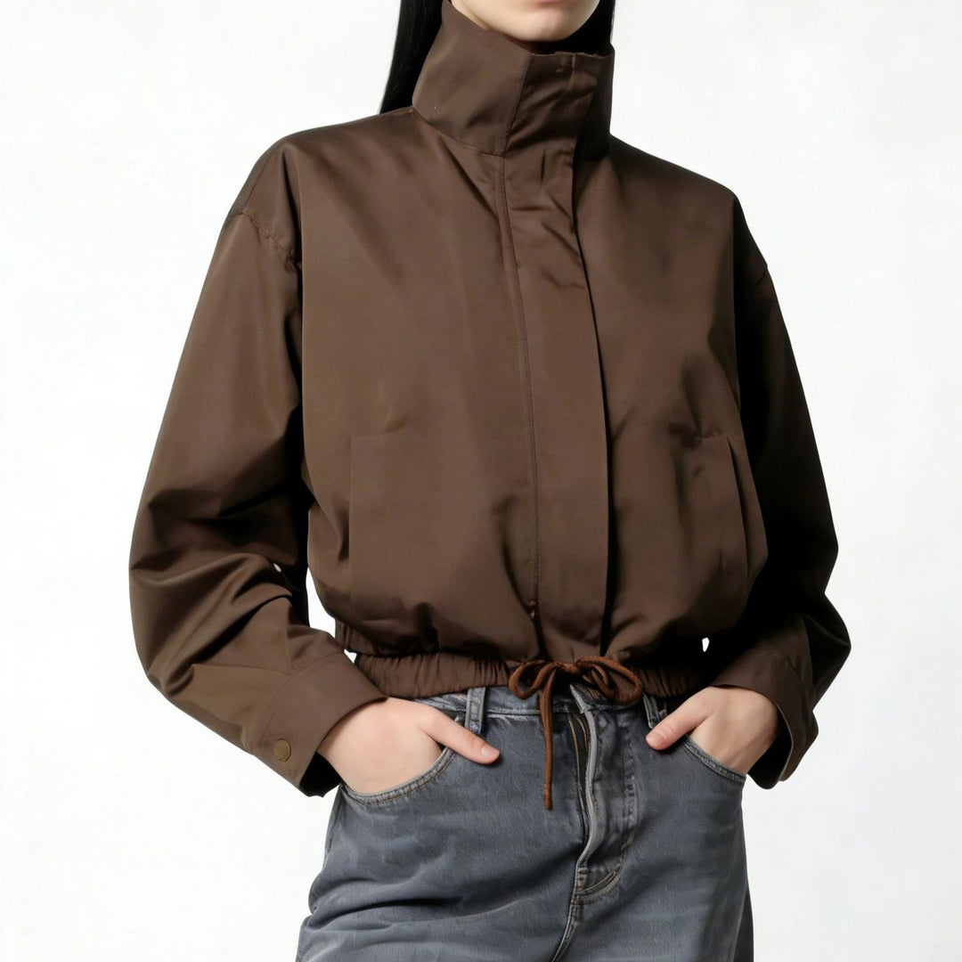 Ladies' Fashion Jacket with Stand-up Collar