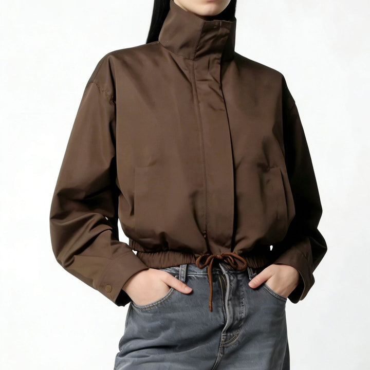 Ladies' Fashion Jacket with Stand-up Collar