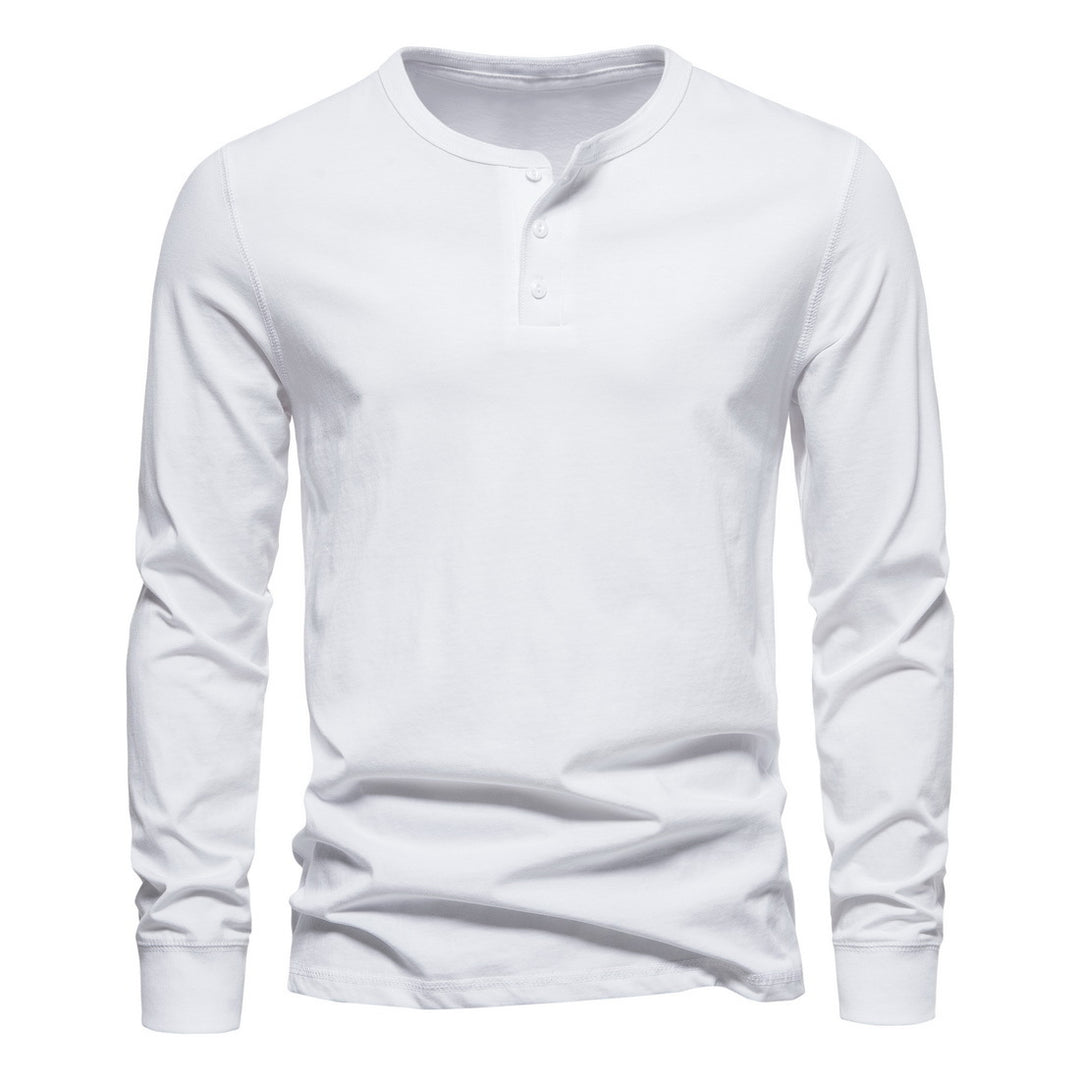 Men's long-sleeved Henley shirt made of cotton blend with triple button placket and narrow silhouette Mune Fashion