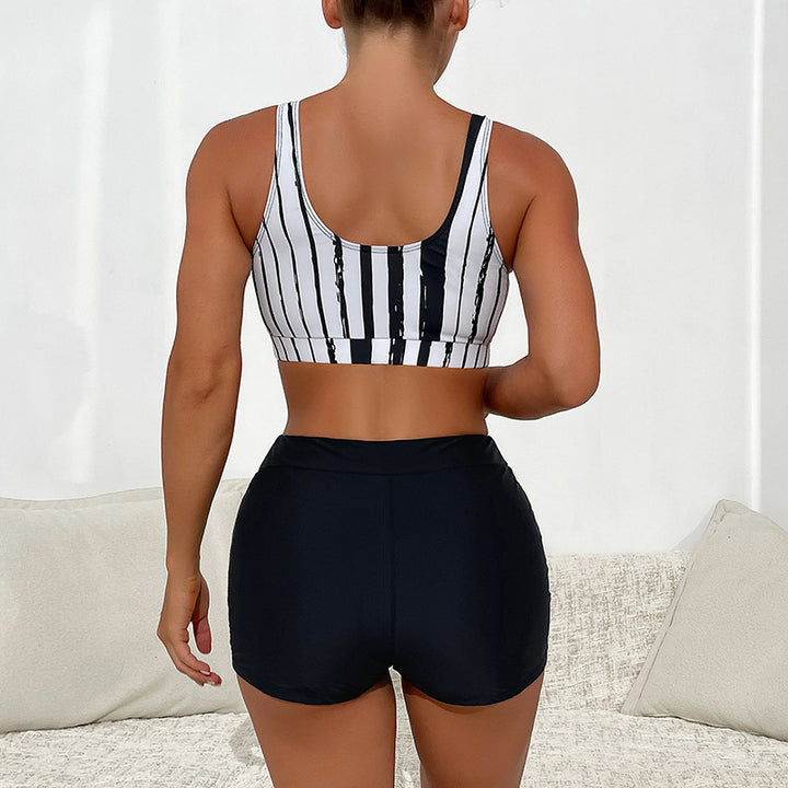 Ladies Sporty Crop Top with Striped Design Mune Fashion