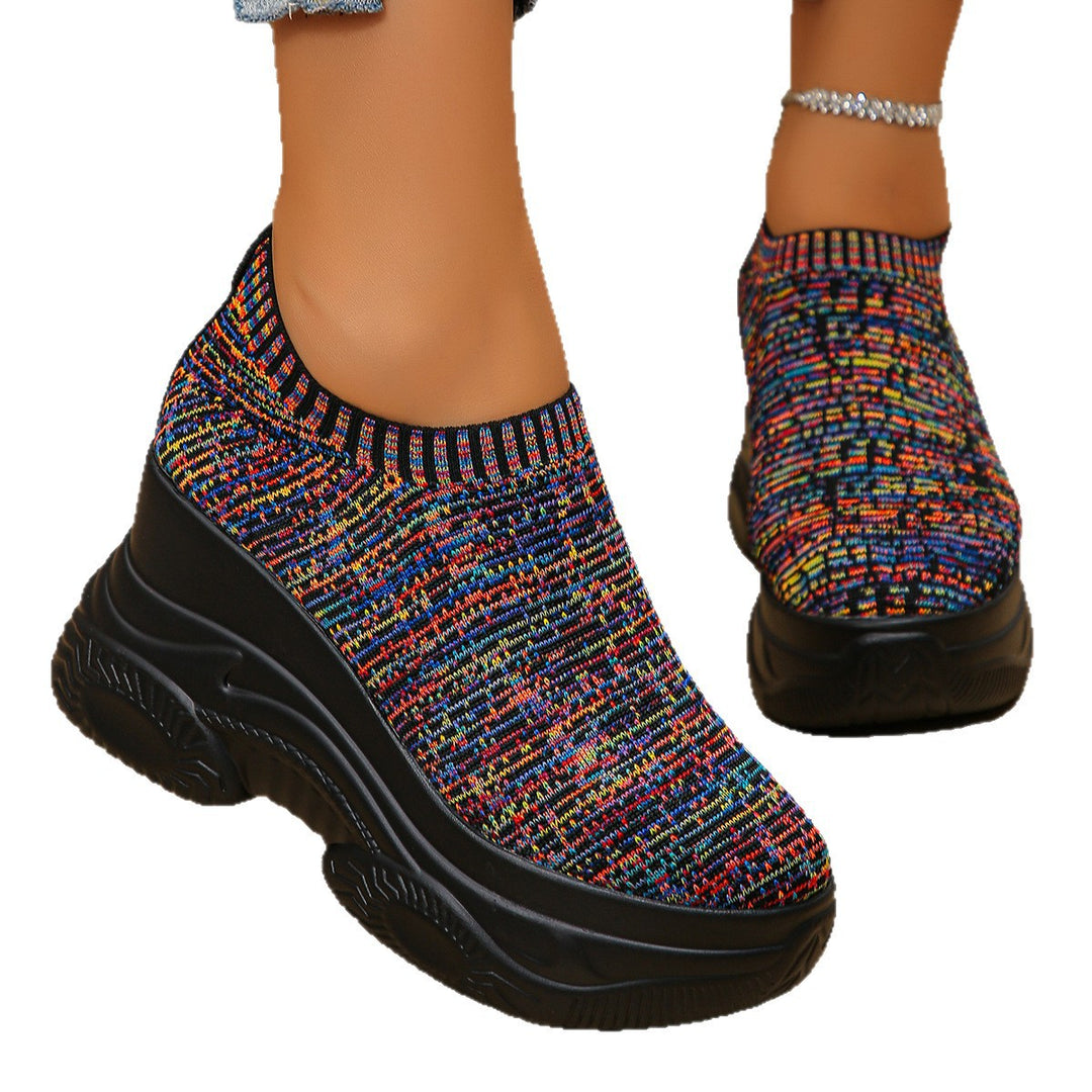 Women's Knit Sock Sneaker with High Platform and Non-Slip Profile Sole Mune Fashion