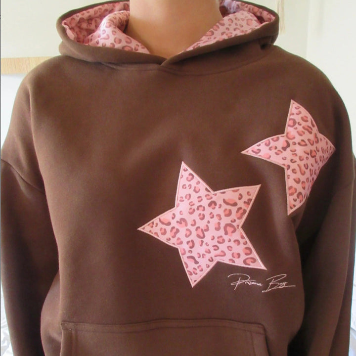 Women nan Oversize hoodie with star appliqués and lined hood Mune Fashion