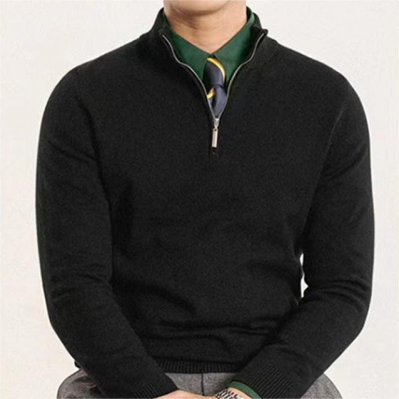 Men's luxurious fine knit half zip pullover with concealed zipper and narrow rib Mune Fashion