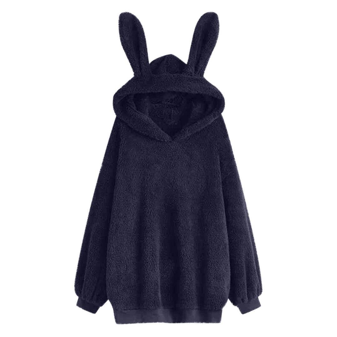 Women's fluffy oversized hoodie with long bunny ears and ribbed cuffs Mune Fashion