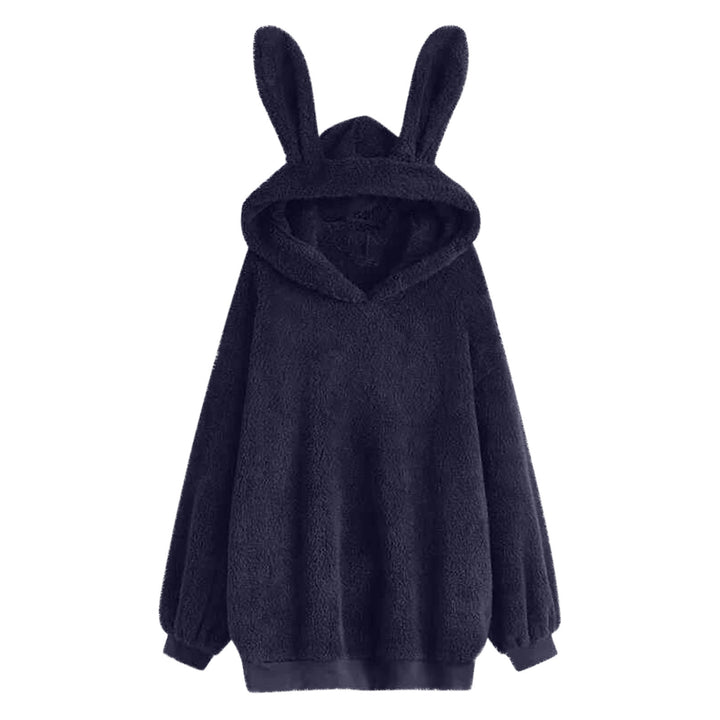 Women's fluffy oversized hoodie with long bunny ears and ribbed cuffs Mune Fashion