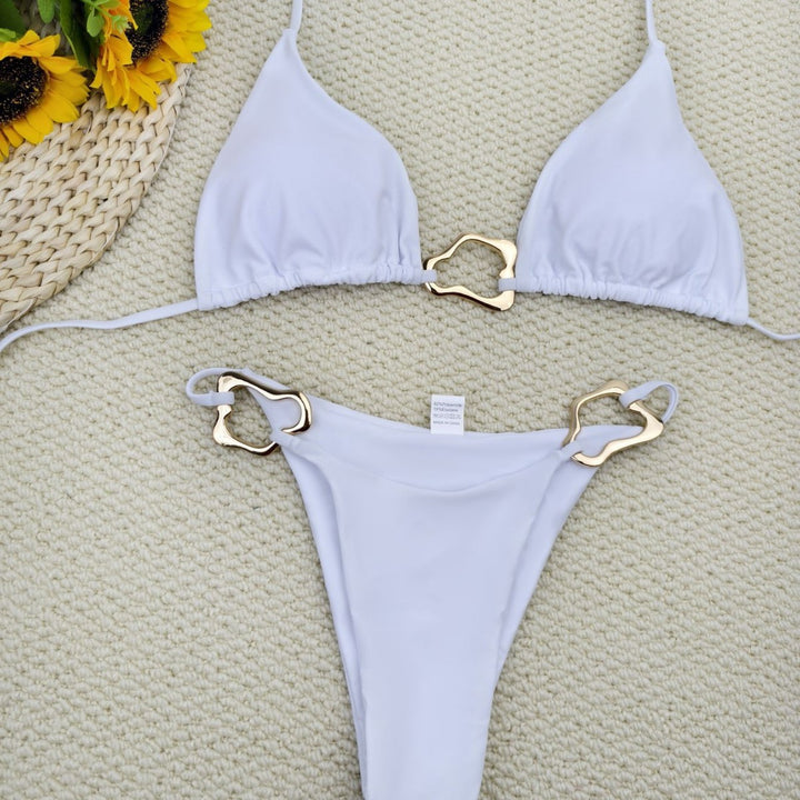 Women's Triangle Bikini with Elegant Gold Details Mune Fashion