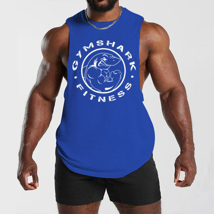 Men's sleeveless muscle shirt with extra deep arm openings and large logo print Mune Fashion