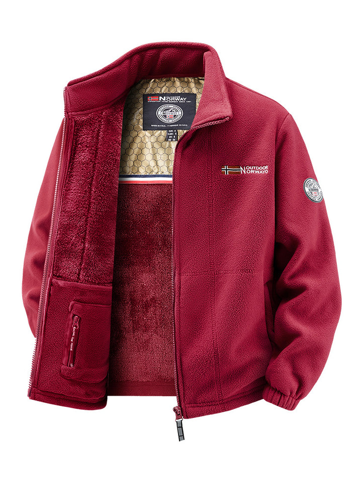 Men's fleece jacket with teddy inner lining, high stand collar and zip pockets Mune Fashion