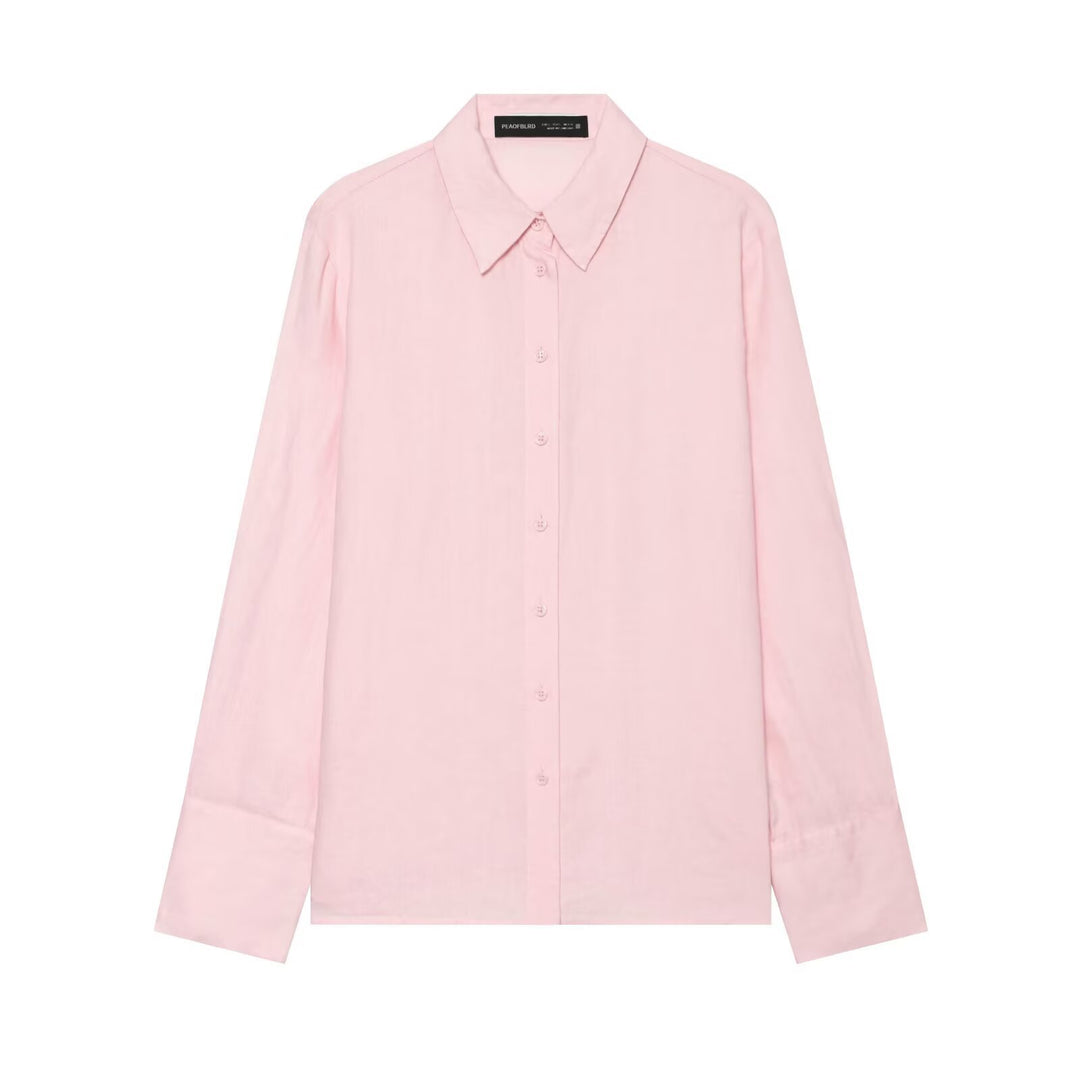 Ladies Oversized Silk Effect Blouse with Kent Collar and Cuffs Mune Fashion