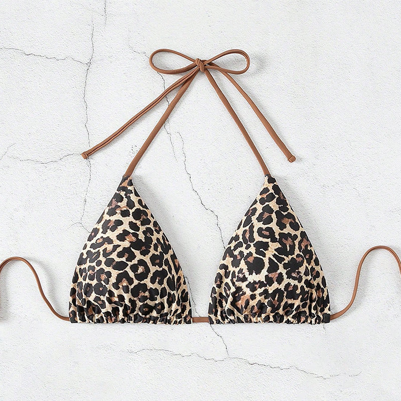 Ladies triangle bikini top with animal print Mune Fashion