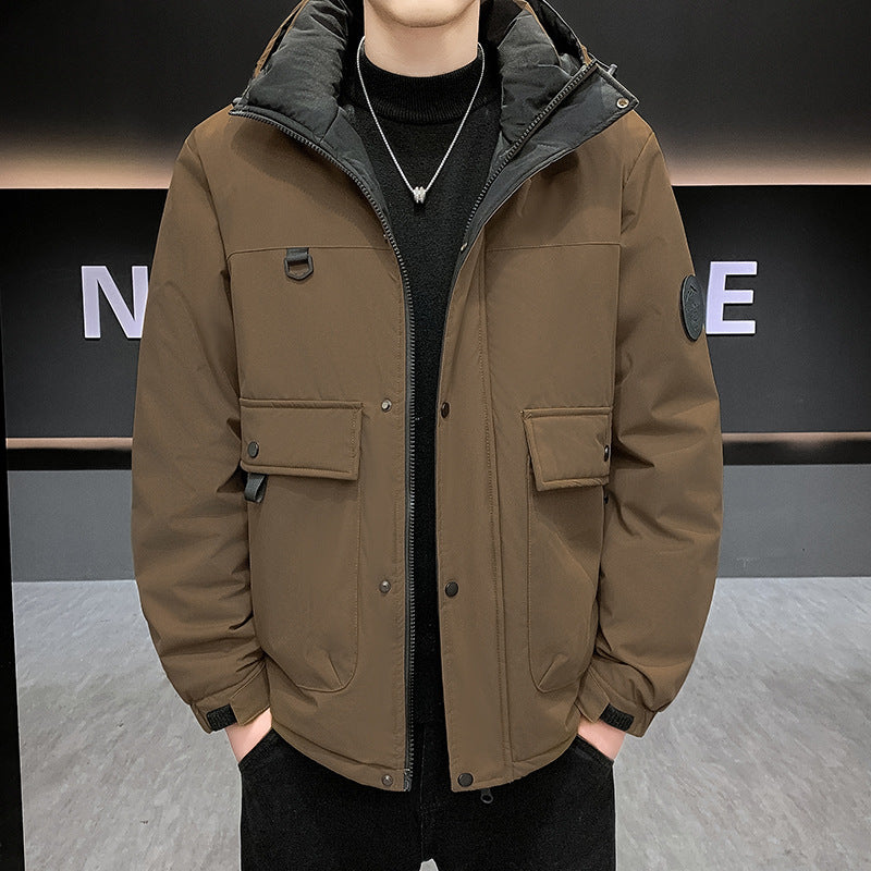 Men's Padded Short Parka with Hood windproof water-repellent and multifunctional pockets Mune Fashion