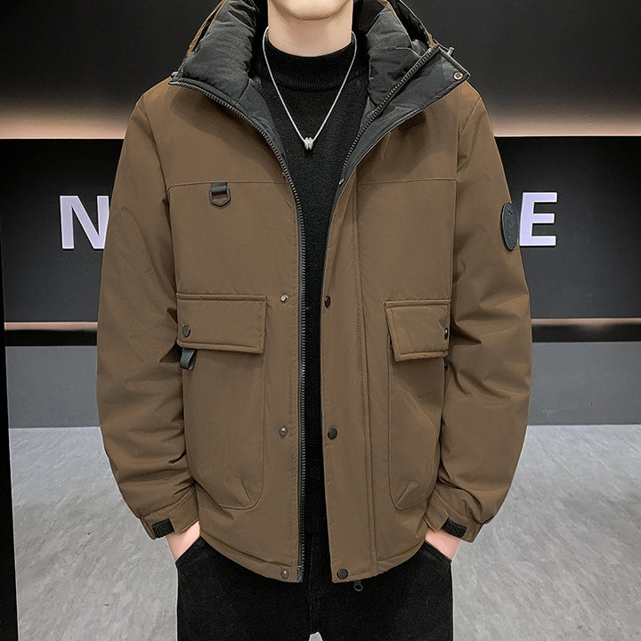 Men's Padded Short Parka with Hood windproof water-repellent and multifunctional pockets Mune Fashion