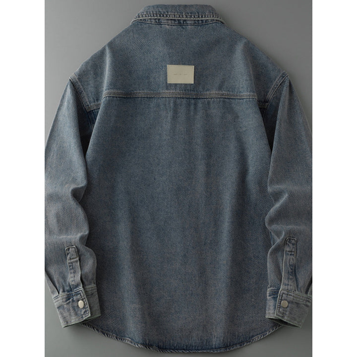 Men's overshirt jacket made of washed denim with snap button placket and relaxed fit Mune Fashion