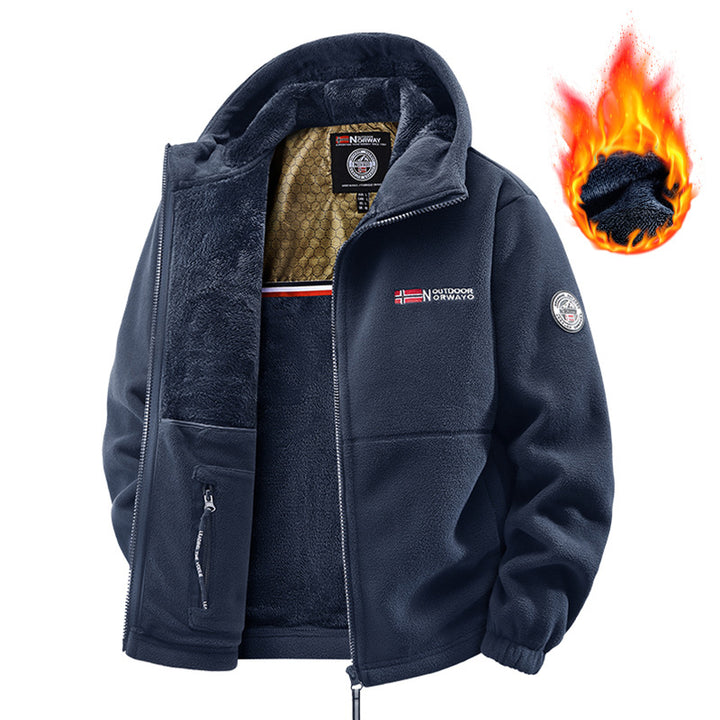 Men's teddy fleece hoodie with thermal insulation, two-way zipper & concealed zip pockets Mune Fashion