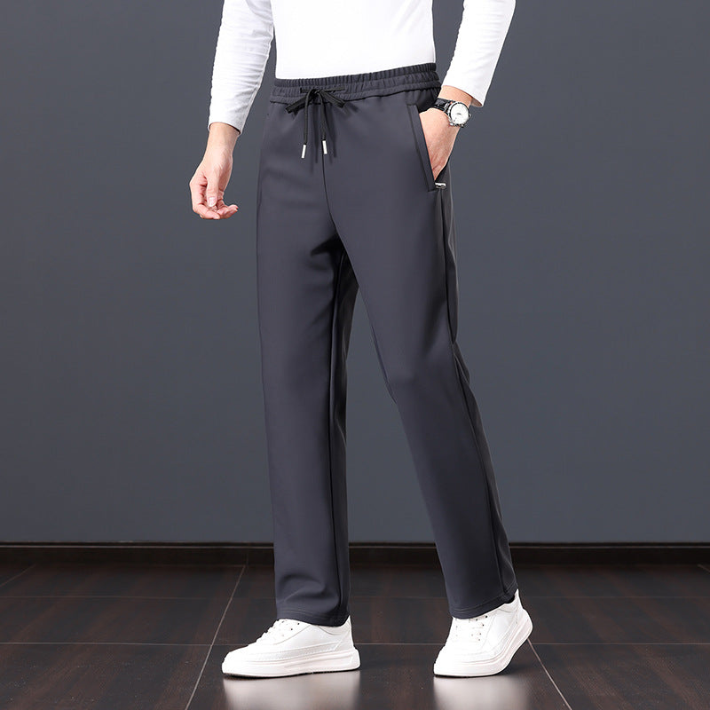 Men's elastic leisure pants with drawstring, straight leg and concealed zip pockets Mune Fashion