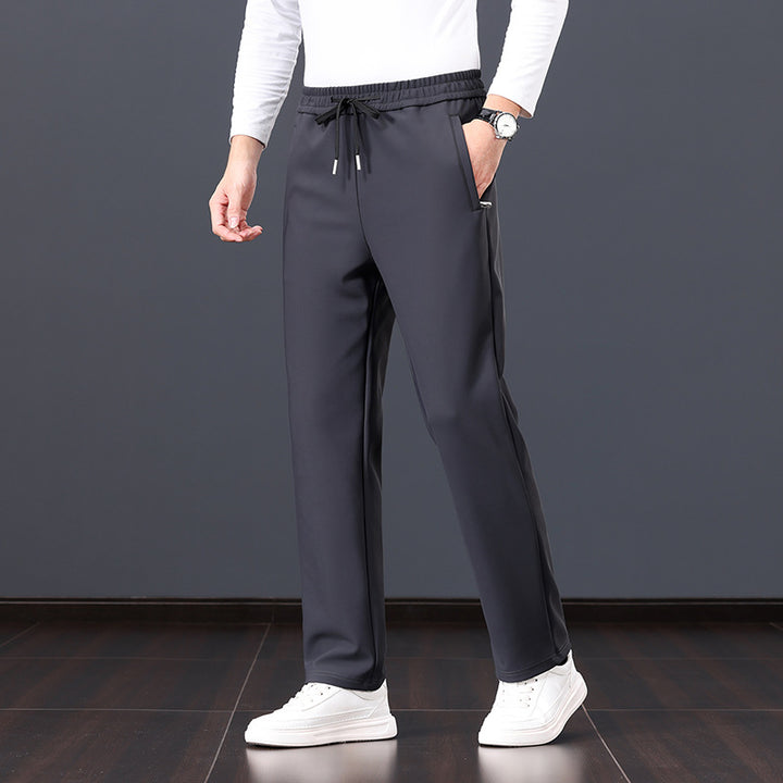 Men's elastic leisure pants with drawstring, straight leg and concealed zip pockets Mune Fashion