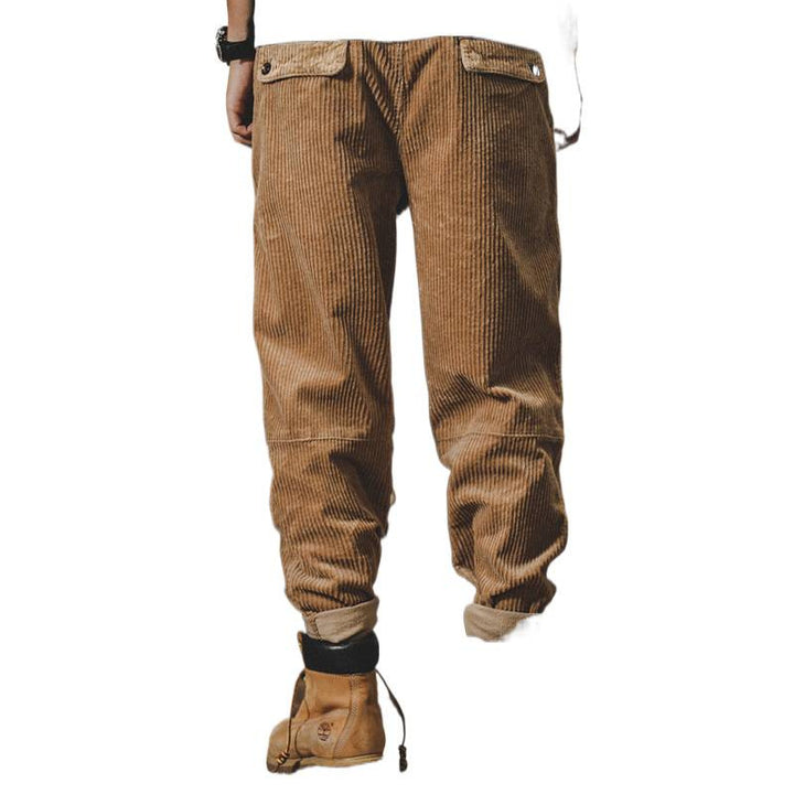 Men's Relaxed-Fit Fine Cord Pants with Elastic Waistband, Cord Structure and Cuffed Hem Mune Fashion