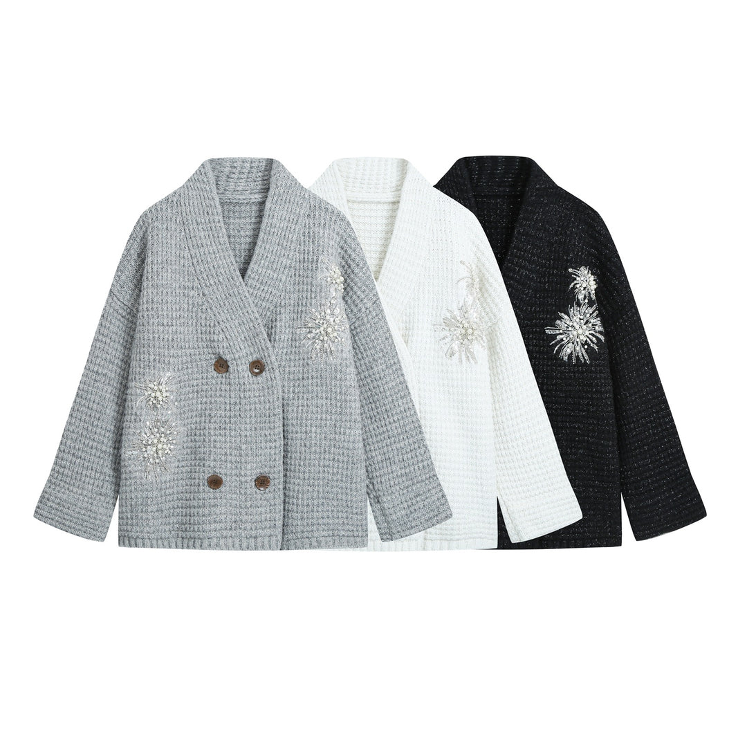 Women Lightweight Knit Bomber with Zipper, Balloon Sleeves and Gathered Hem Mune Fashion