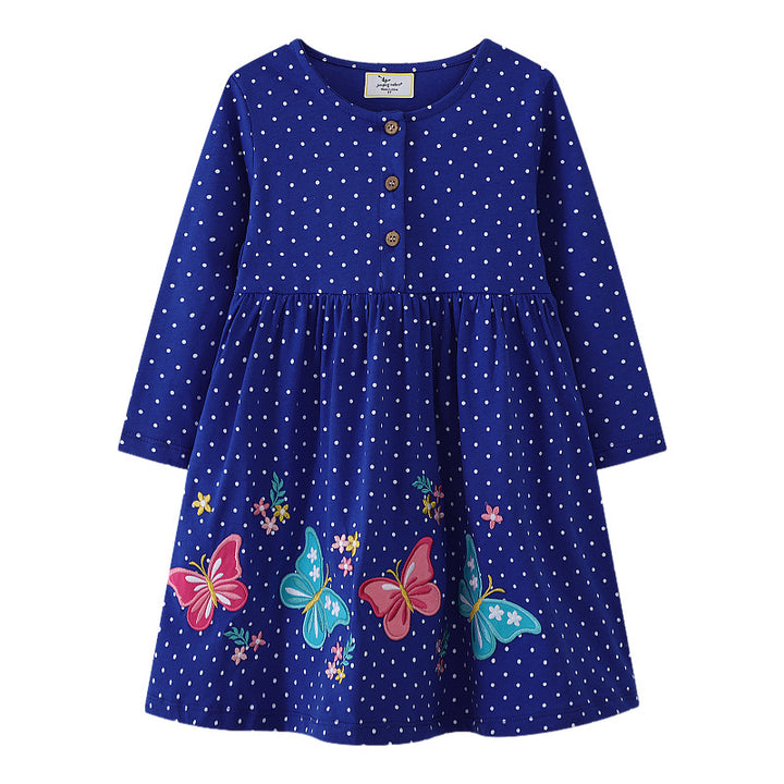 Girls casual dress with floral and butterfly appliqués Mune Fashion