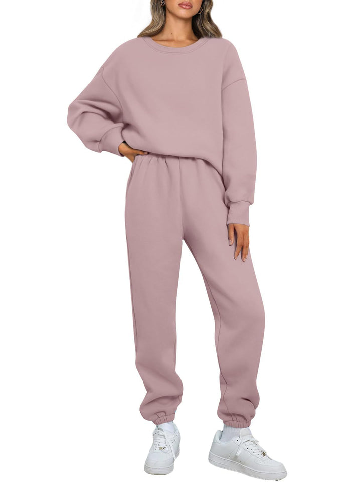 Women's cozy two-piece lounge set made of French terry with oversized sweatshirt and fitted joggers Mune Fashion